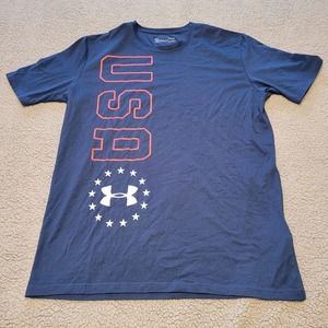 Under Armour Shirt Mens Large Navy Blue USA Patriotic Loose Fit Heatgear